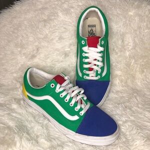 Color-block Vans with Red, Green, and Blue Accents size 11.5